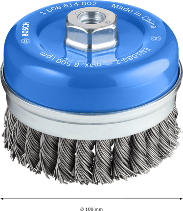 Cepillo de copa pesado Bosch PRO Metal de 100 mm para amoladoras.